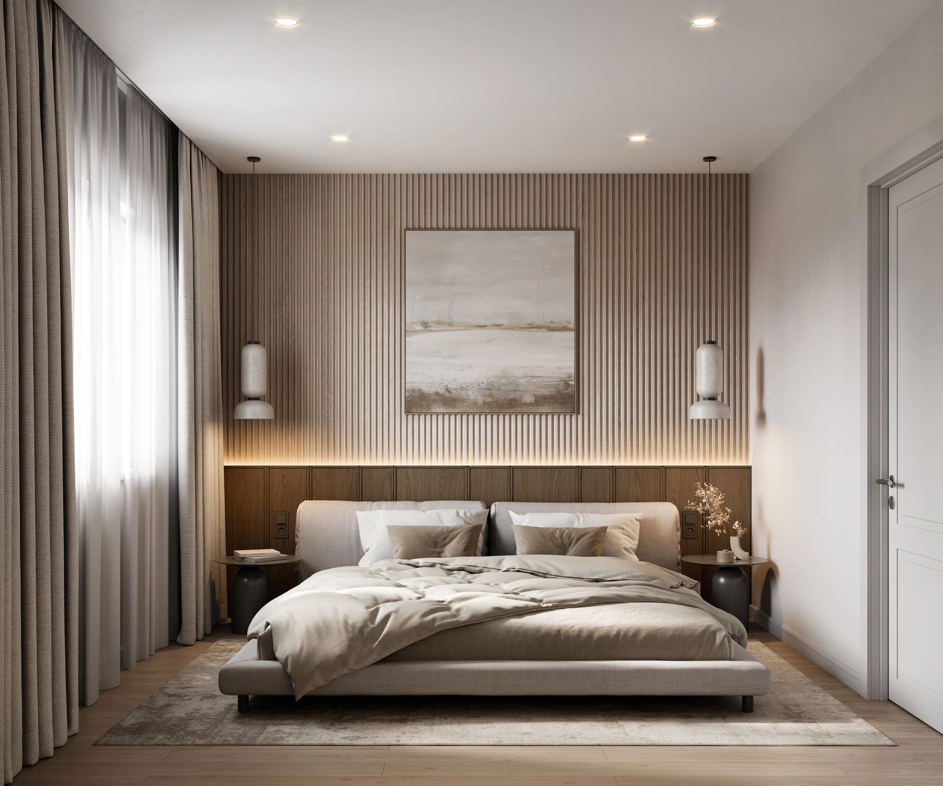 Custom robe sliding doors fitted in a contemporary bedroom